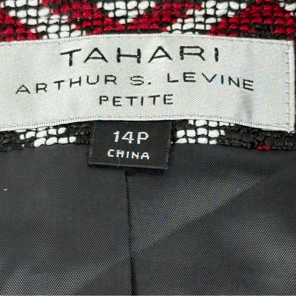 Tahari Arthur S. Levine Chevron Blazer‎ Jacket 14P Petite Red Black - Picture 7 of 8